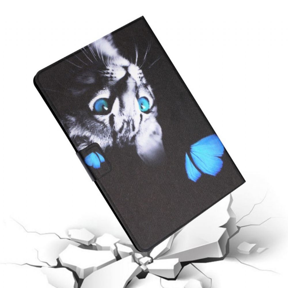 Flipové Pouzdro Na iPad Mini 6 (2021) Kočka A Modrý Motýl