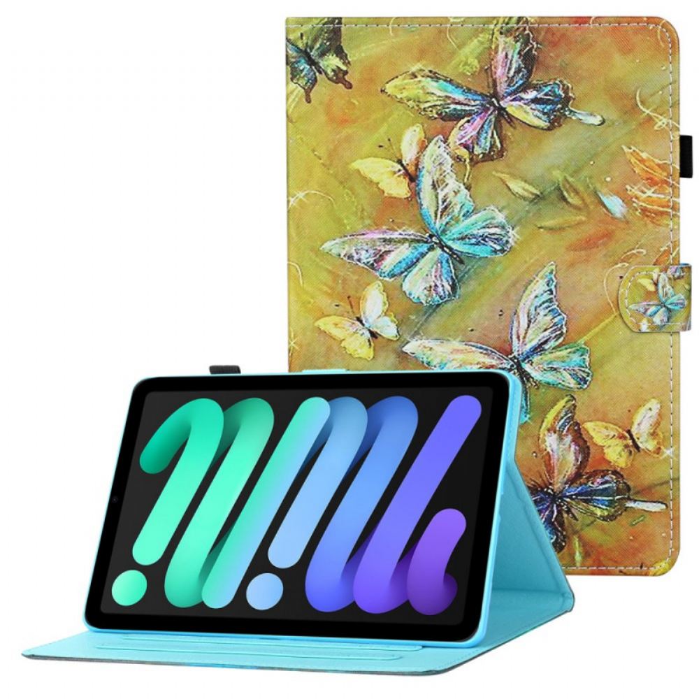 Flipové Pouzdro Na iPad Mini 6 (2021) Malovaní Motýli