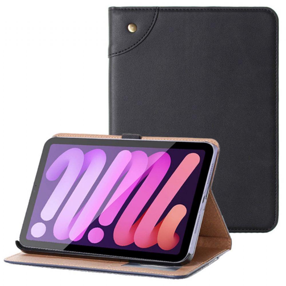 Kožené Pouzdro Folio Na iPad Mini 6 (2021) Vintage Nýty Z Umělé Kůže