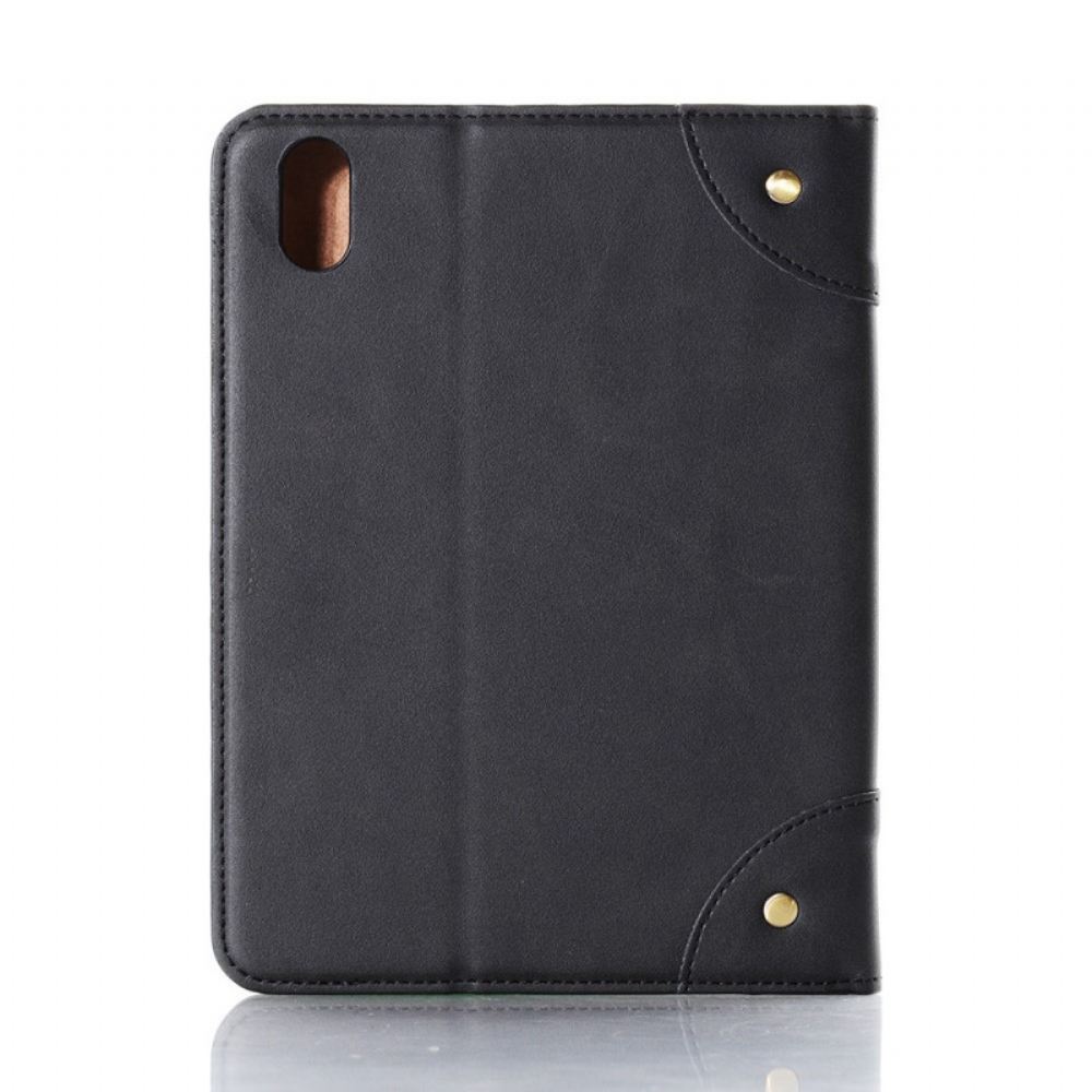 Kožené Pouzdro Folio Na iPad Mini 6 (2021) Vintage Nýty Z Umělé Kůže