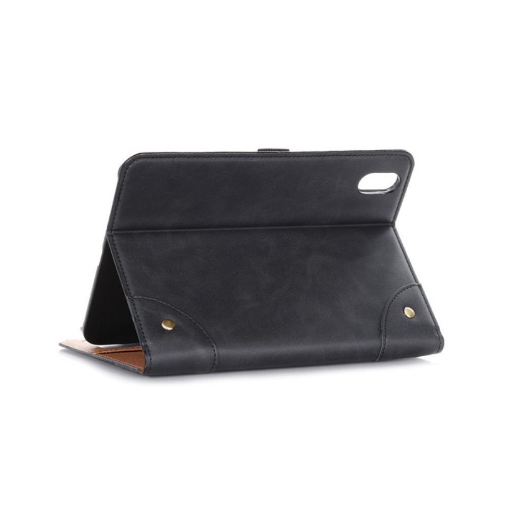 Kožené Pouzdro Folio Na iPad Mini 6 (2021) Vintage Nýty Z Umělé Kůže