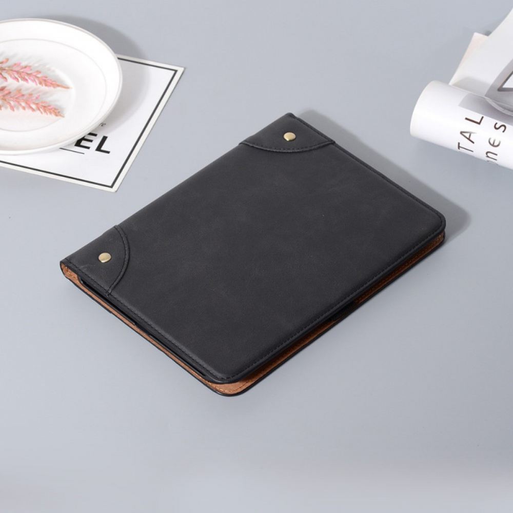 Kožené Pouzdro Folio Na iPad Mini 6 (2021) Vintage Nýty Z Umělé Kůže