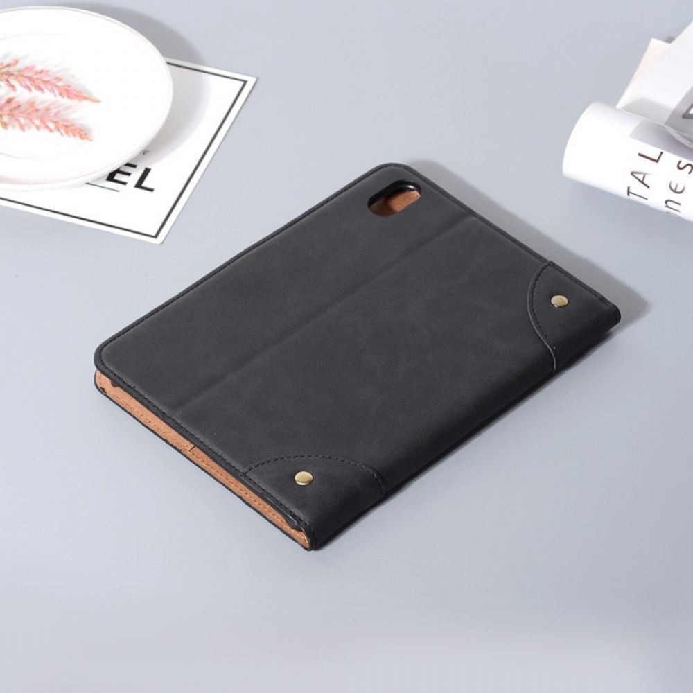Kožené Pouzdro Folio Na iPad Mini 6 (2021) Vintage Nýty Z Umělé Kůže