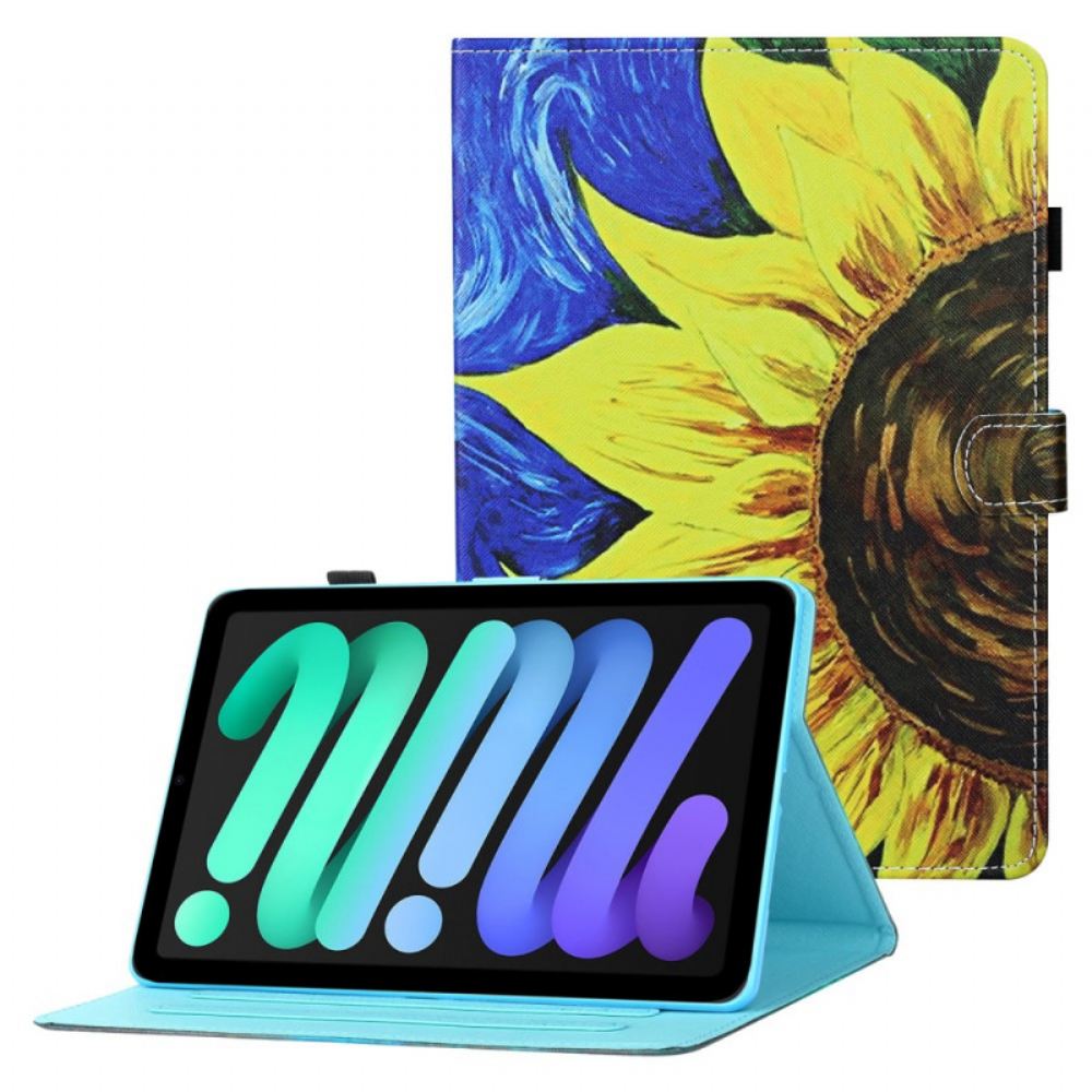 Kožené Pouzdro Na iPad Mini 6 (2021) Malovaná Slunečnice