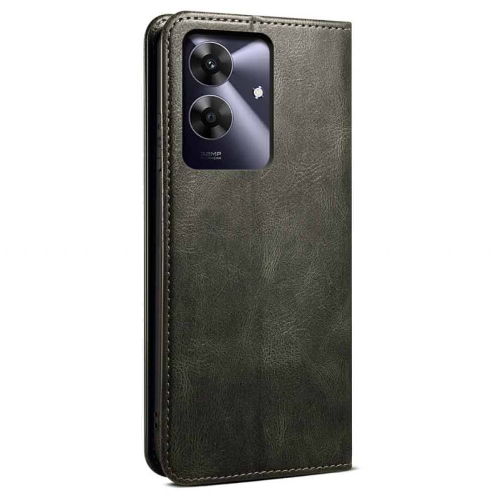 Kožené Pouzdro Folio Na Realme Note 60x Voskovaná Umělá Kůže