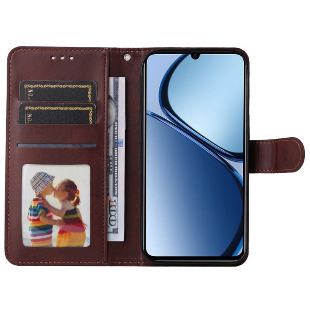 Kožený Kryt Realme Note 60x Efekt Obyčejné Kůže