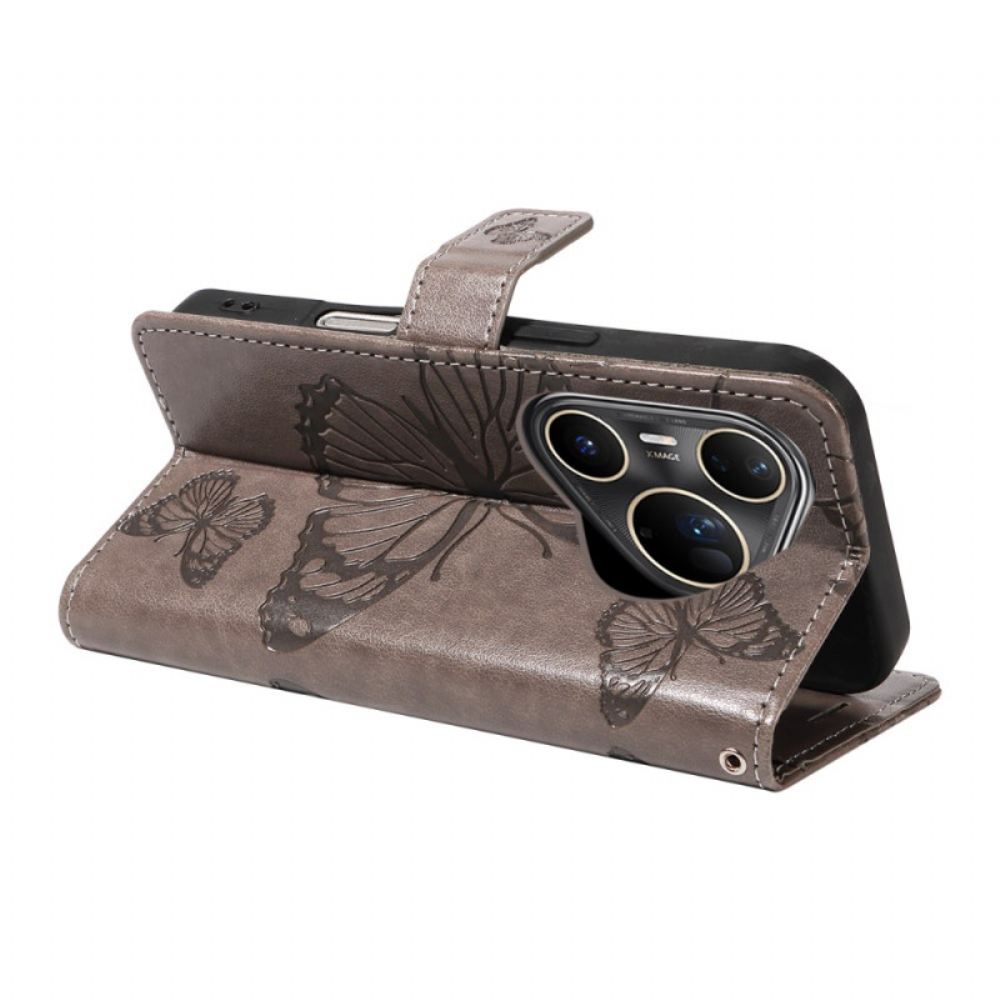 Kožený Kryt Na Huawei Pura 80 Ultra Velký Motýli