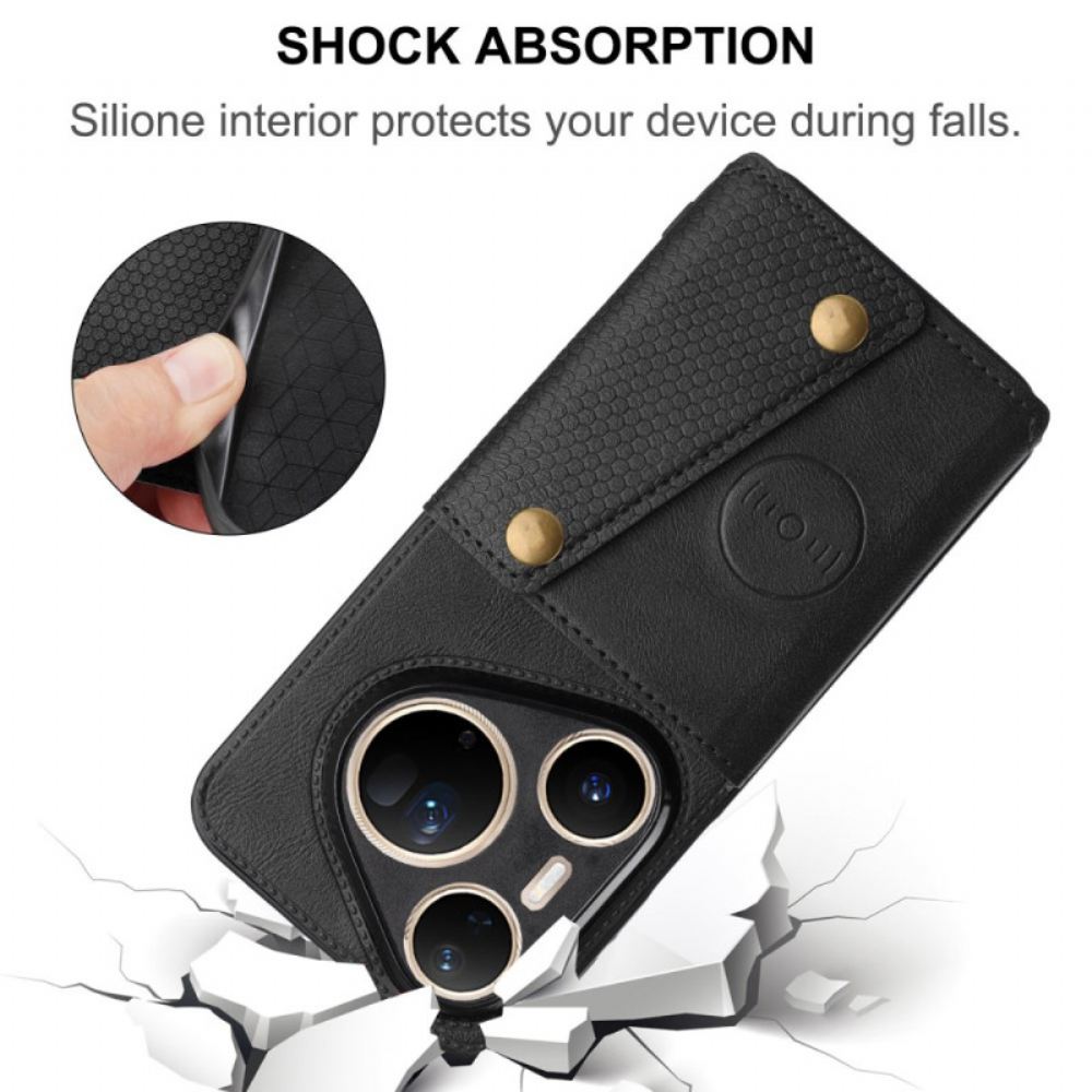 Kryt Na Huawei Pura 80 Ultra Pouzdro Na Karty S Koženým Efektem