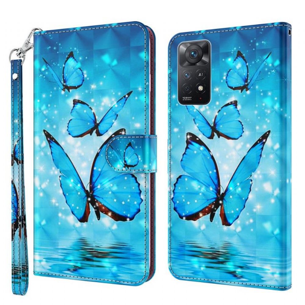 Flipové Pouzdro Na Xiaomi Redmi Note 11 Pro / 11 Pro 5G Létající Modří Motýli