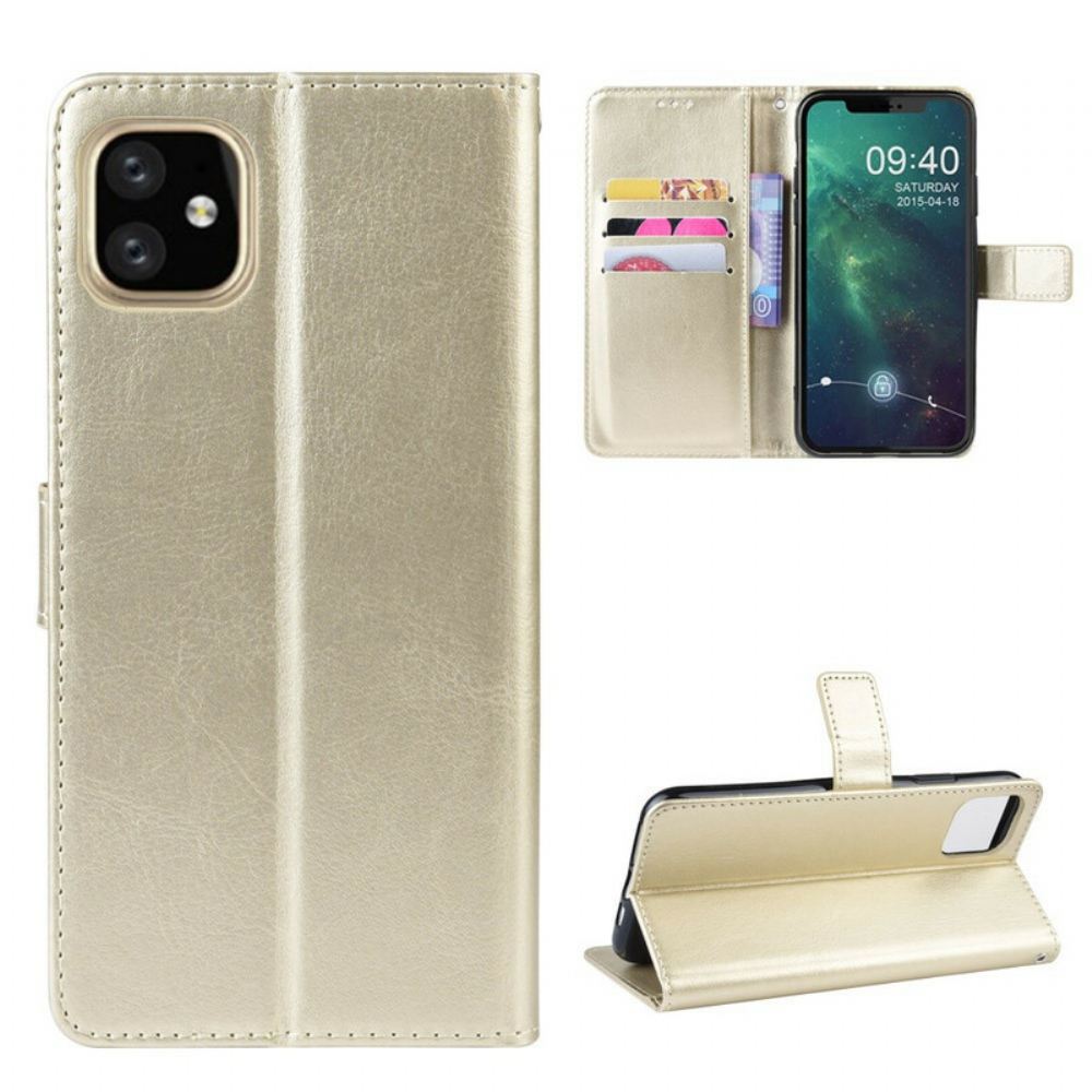 Flipové Pouzdro Na iPhone 11 Na Lana Barevný Pásek S Koženým Efektem