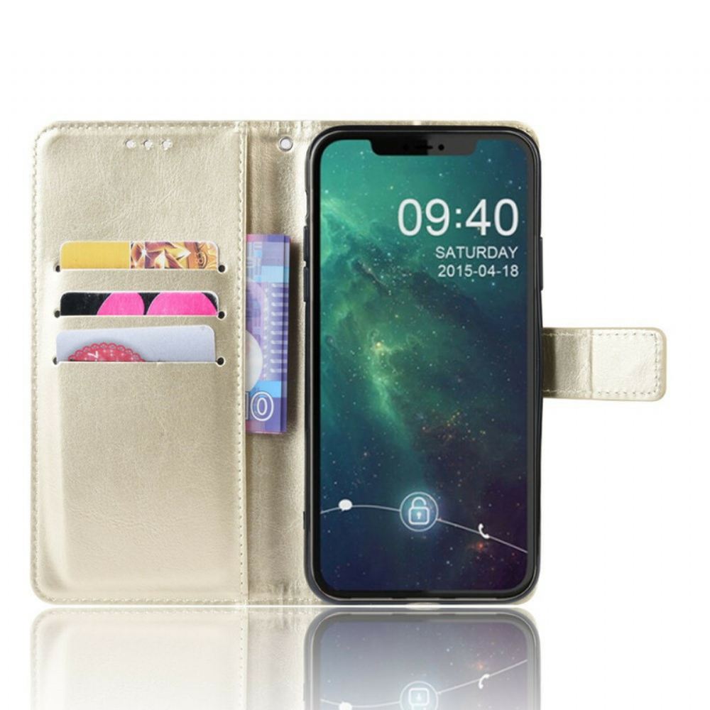 Flipové Pouzdro Na iPhone 11 Na Lana Barevný Pásek S Koženým Efektem