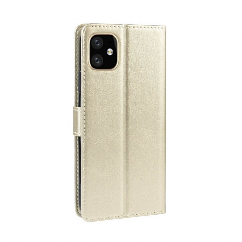 Flipové Pouzdro Na iPhone 11 Na Lana Barevný Pásek S Koženým Efektem