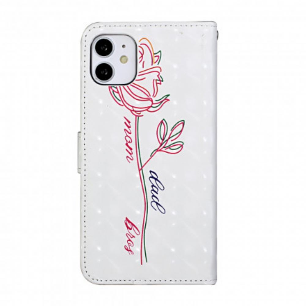 Flipové Pouzdro Na iPhone 11 Na Lana Květinový Nastavitelný Popruh