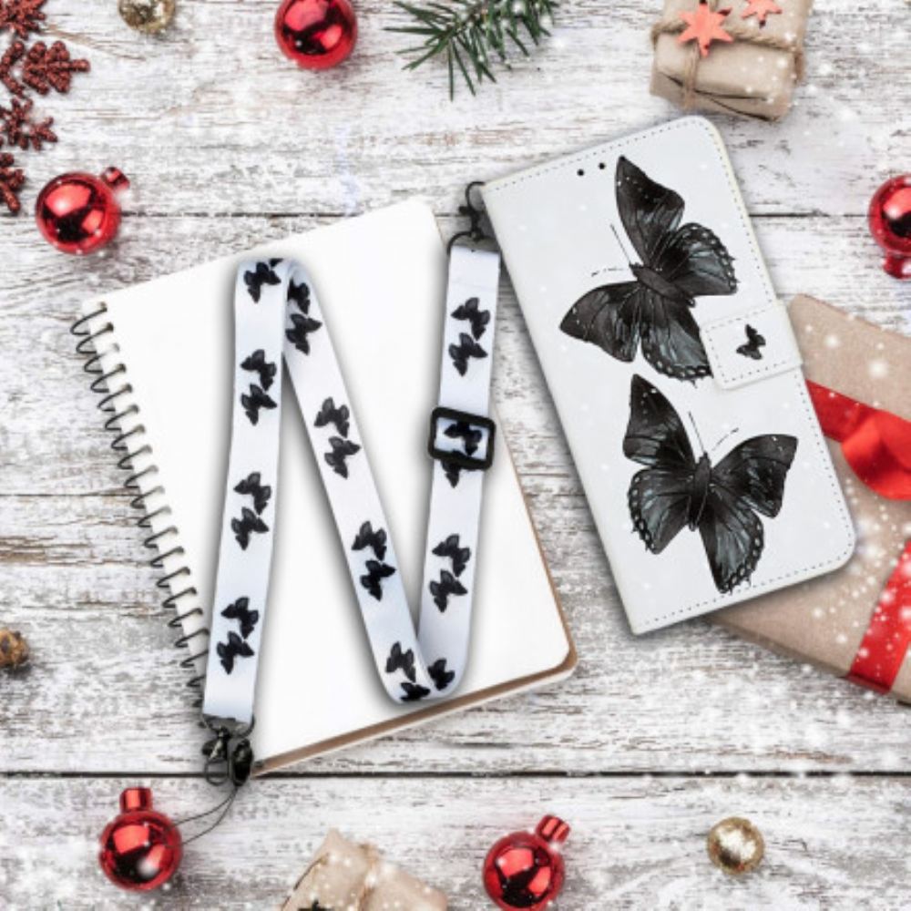 Flipové Pouzdro Na iPhone 11 Na Lana Motýlí Nastavitelný Popruh
