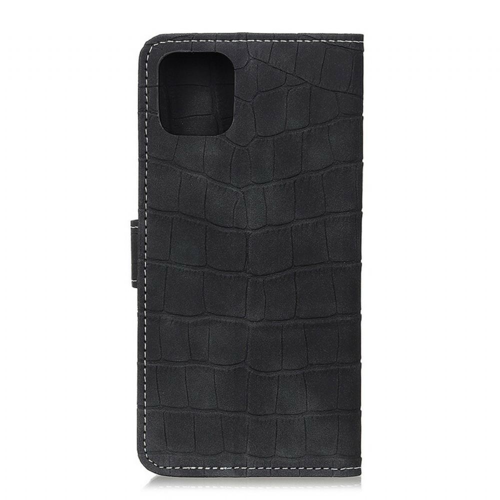 Flipové Pouzdro Na iPhone 11 Švy S Efektem Krokodýlí Kůže