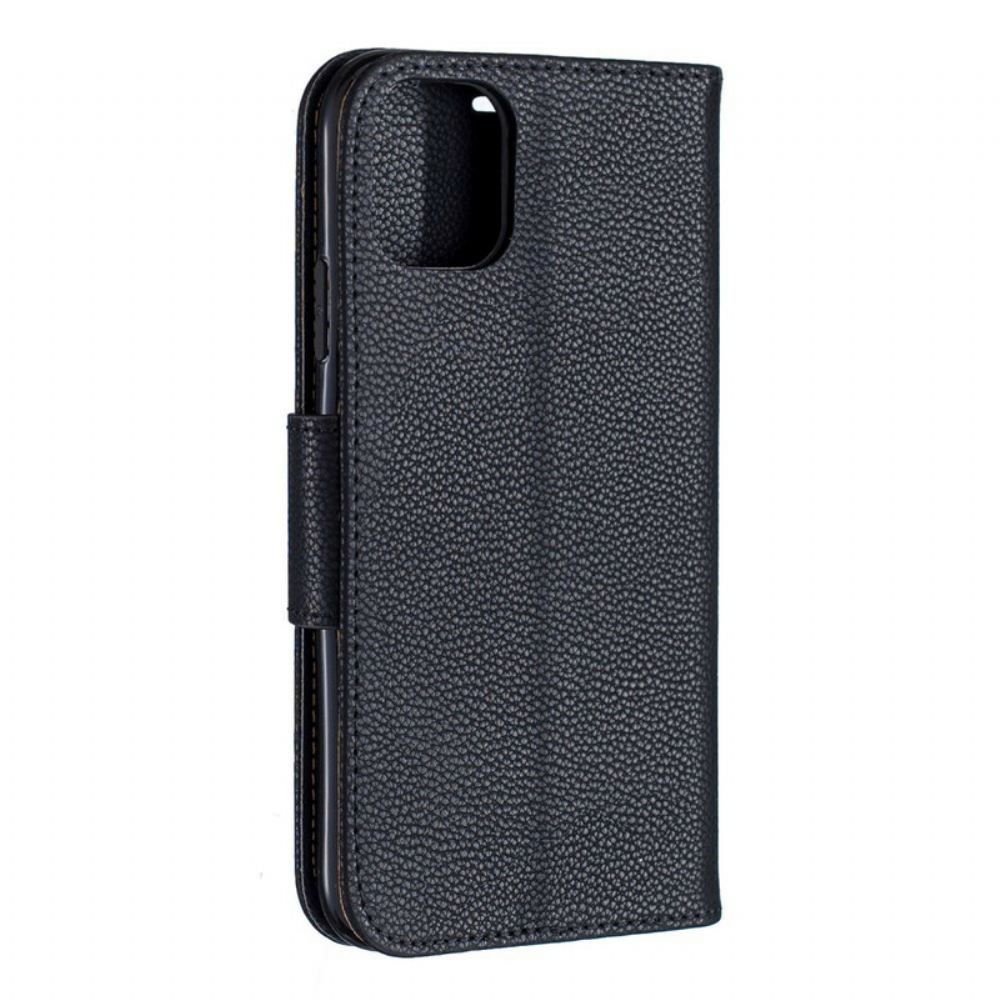 Kožené Pouzdro Na iPhone 11 Na Lana Barevný Kožený Efekt Litchi S Řemínkem