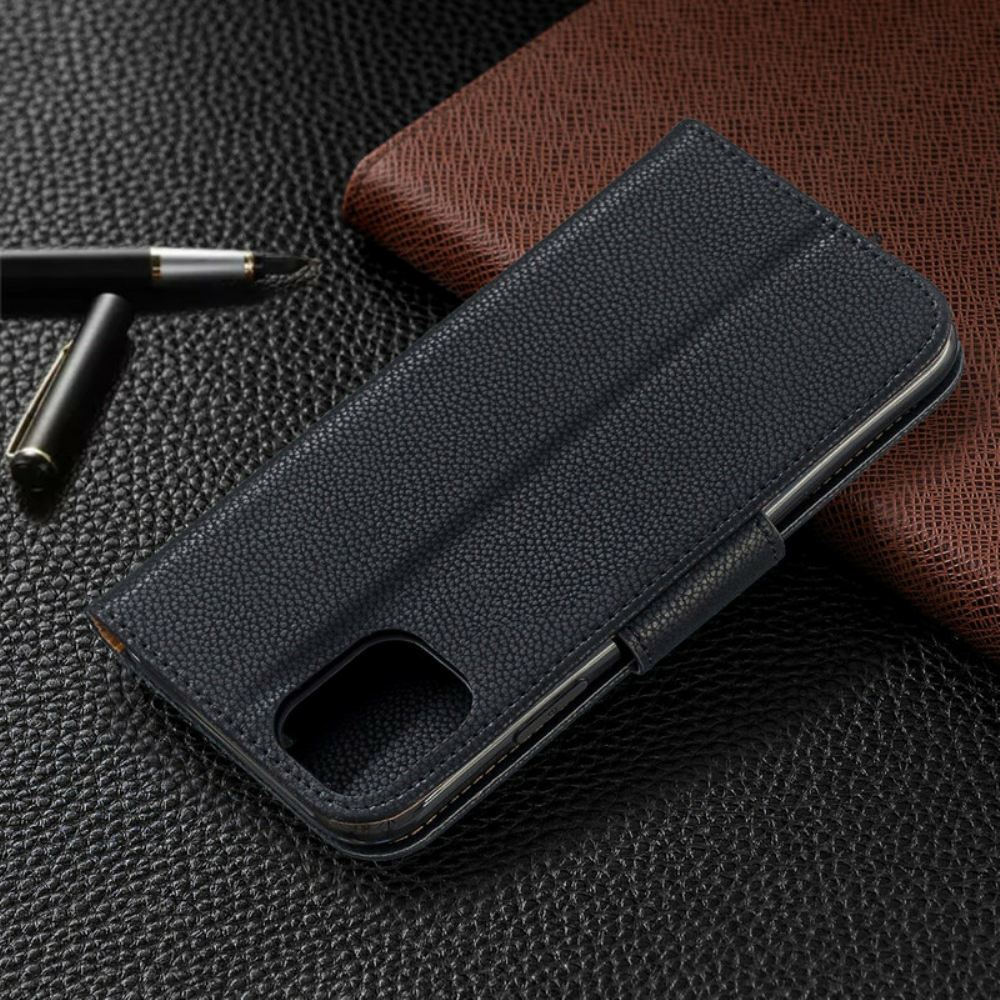 Kožené Pouzdro Na iPhone 11 Na Lana Barevný Kožený Efekt Litchi S Řemínkem