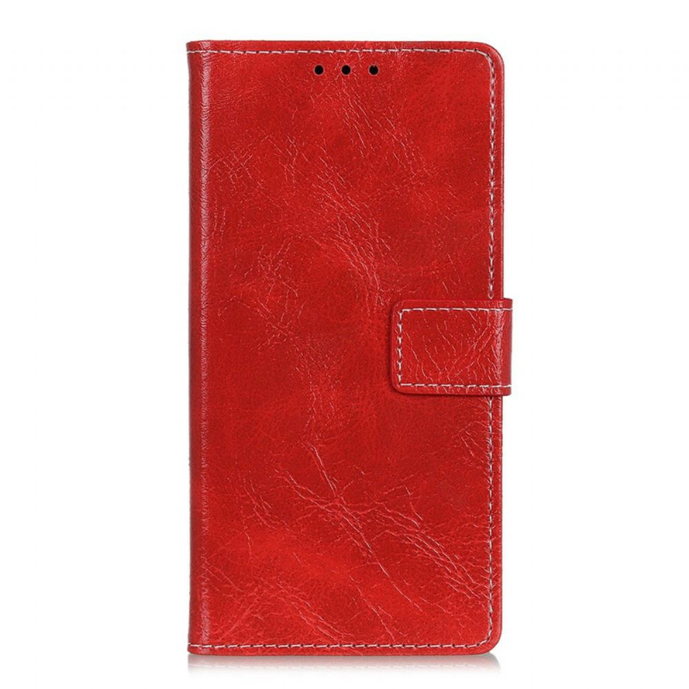 Kožené Pouzdro Na iPhone 11 Prošívání S Retro Efektem Kůže