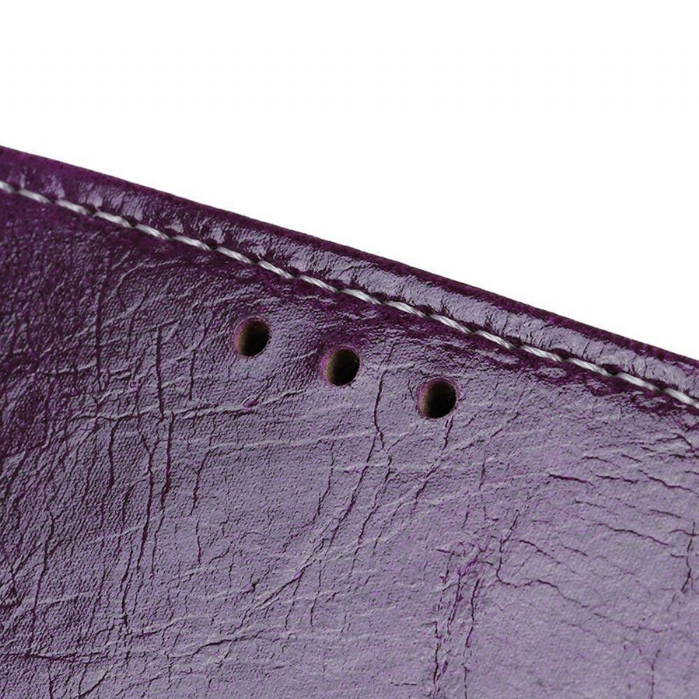 Kožené Pouzdro Na iPhone 11 Prošívání S Retro Efektem Kůže