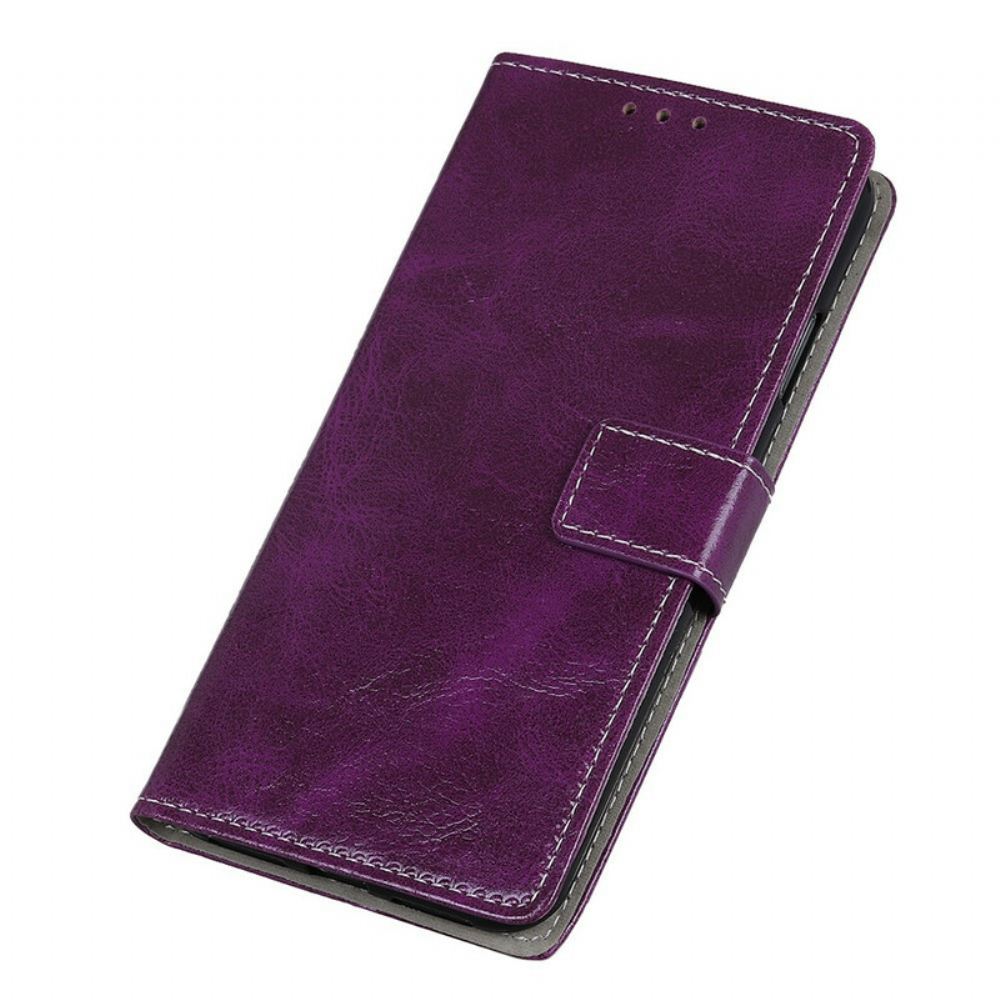 Kožené Pouzdro Na iPhone 11 Prošívání S Retro Efektem Kůže