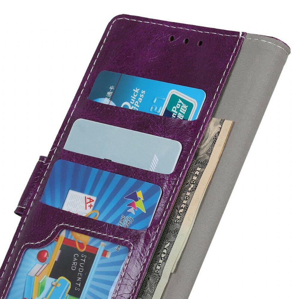 Kožené Pouzdro Na iPhone 11 Prošívání S Retro Efektem Kůže