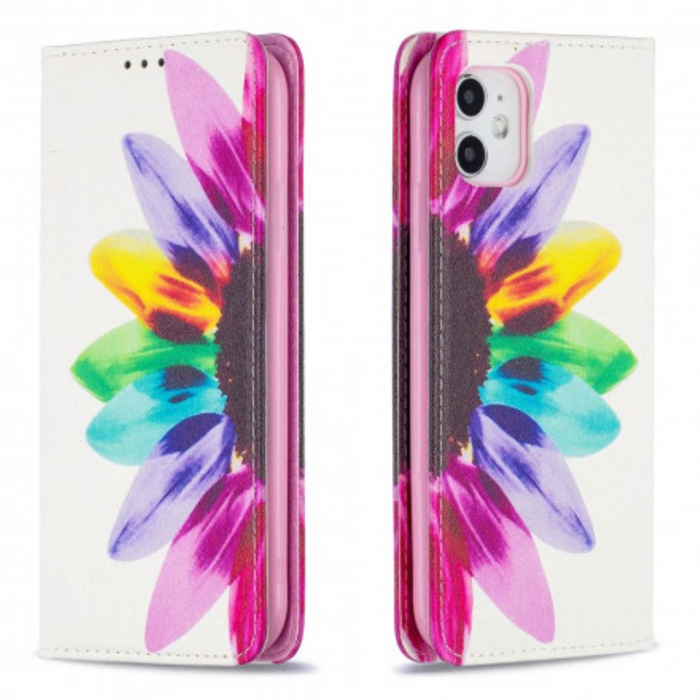Kryty Na Mobil Na iPhone 11 Flipové Pouzdro Květina Akvarelu