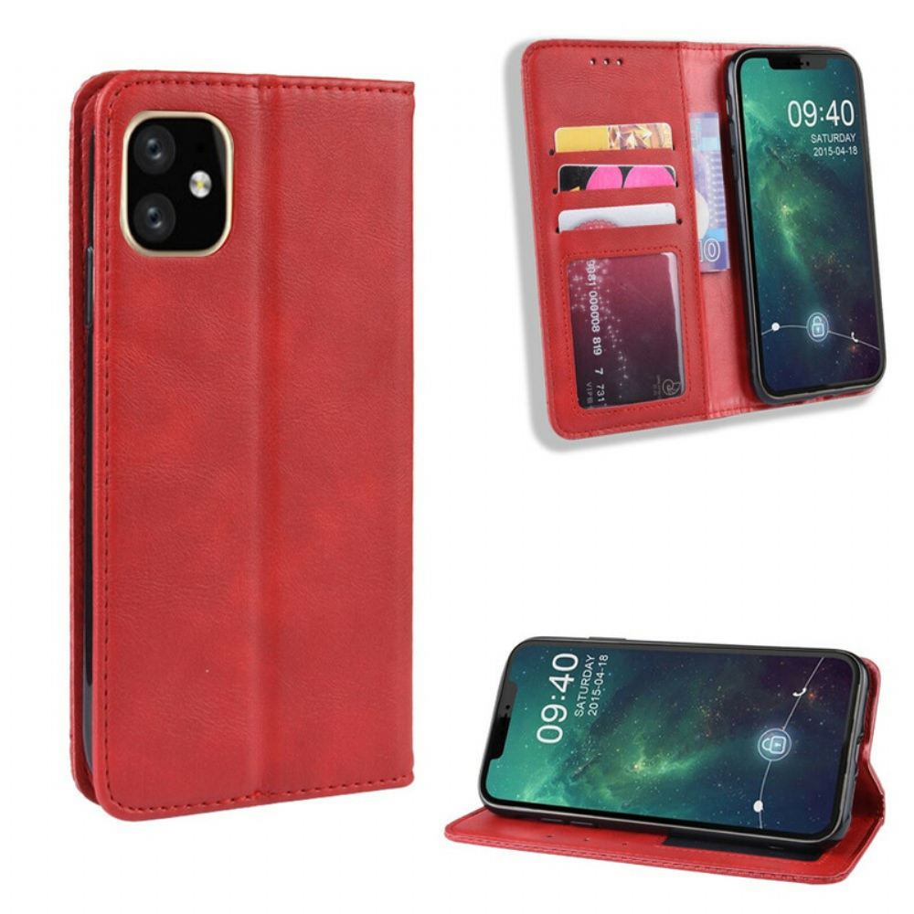 Kryty Na Mobil Na iPhone 11 Flipové Pouzdro Stylizovaný Vintage Kožený Efekt