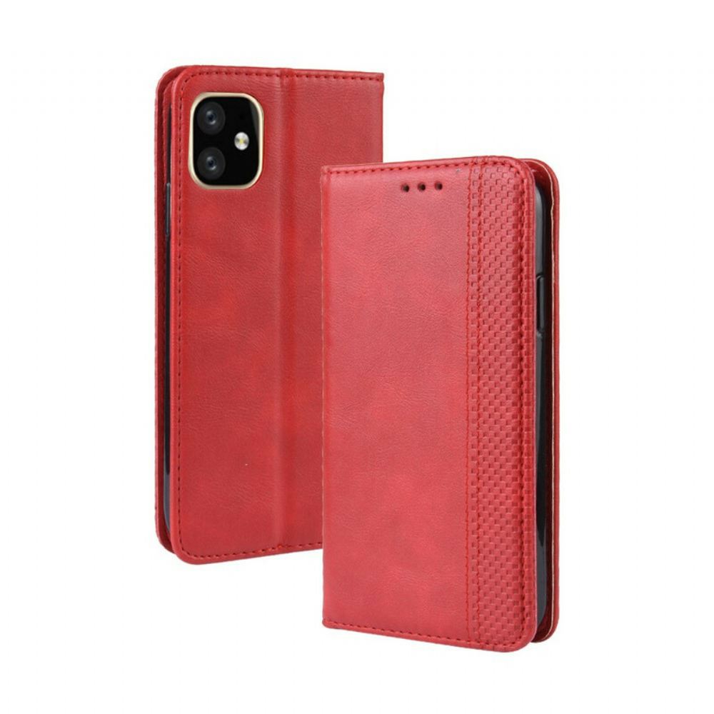 Kryty Na Mobil Na iPhone 11 Flipové Pouzdro Stylizovaný Vintage Kožený Efekt