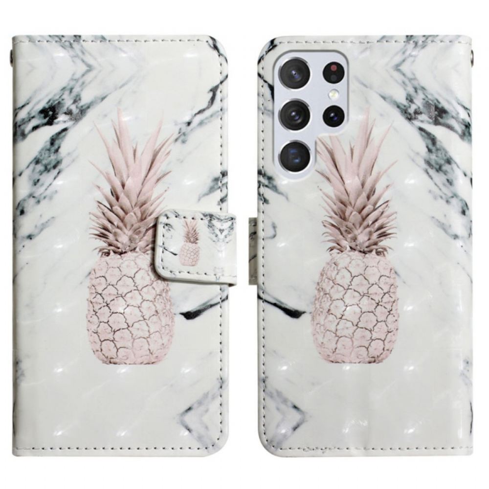 Flipové Pouzdro Na Samsung Galaxy S22 Ultra 5G Ananas Se Světlým Bodem