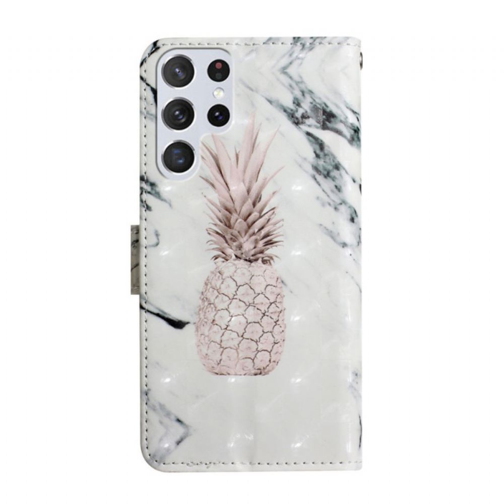 Flipové Pouzdro Na Samsung Galaxy S22 Ultra 5G Ananas Se Světlým Bodem