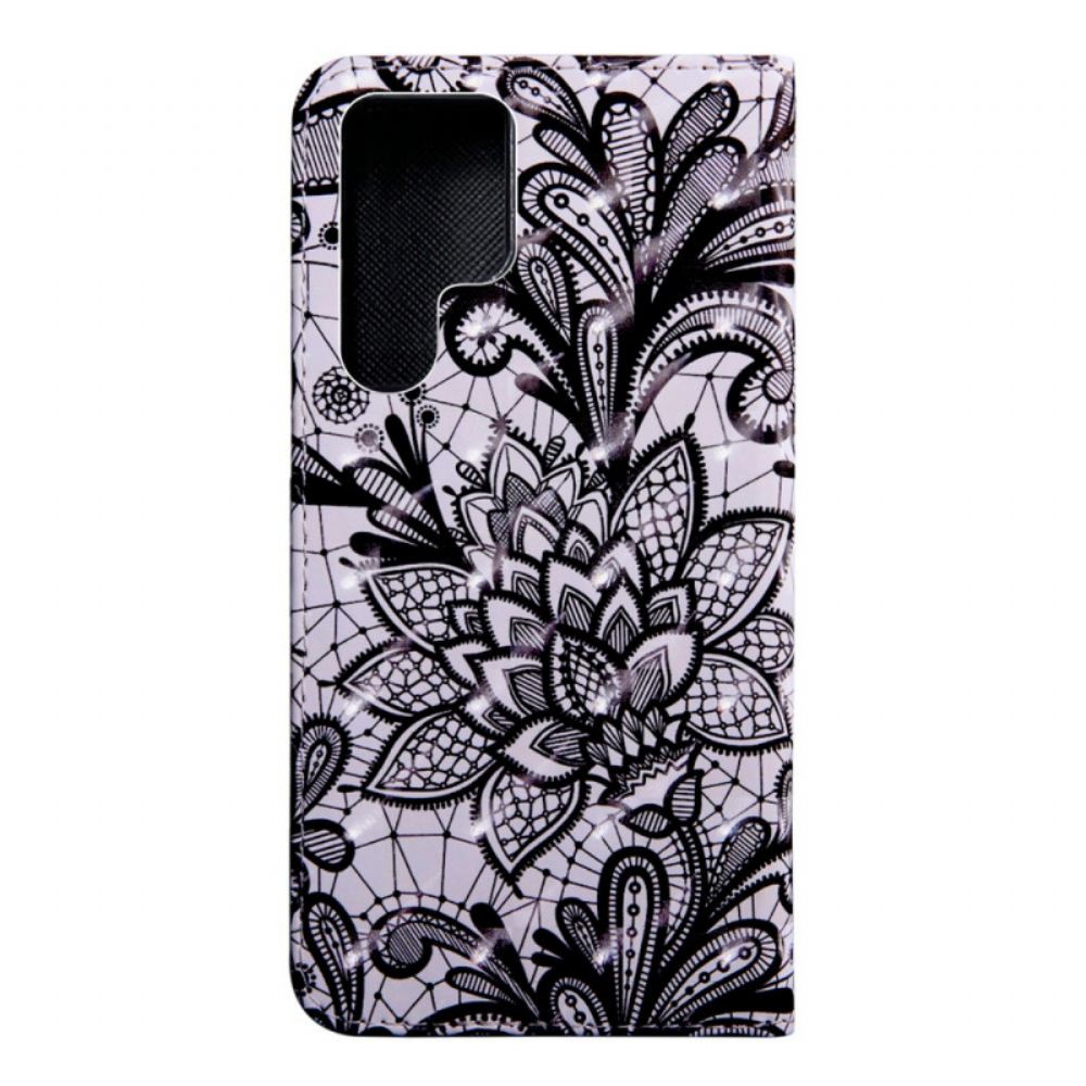 Flipové Pouzdro Na Samsung Galaxy S22 Ultra 5G Elegantní Krajka