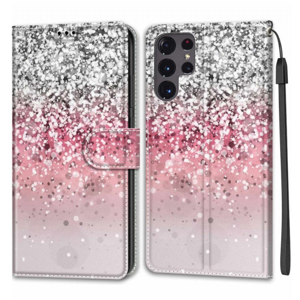 Flipové Pouzdro Na Samsung Galaxy S22 Ultra 5G Flitry S Páskem