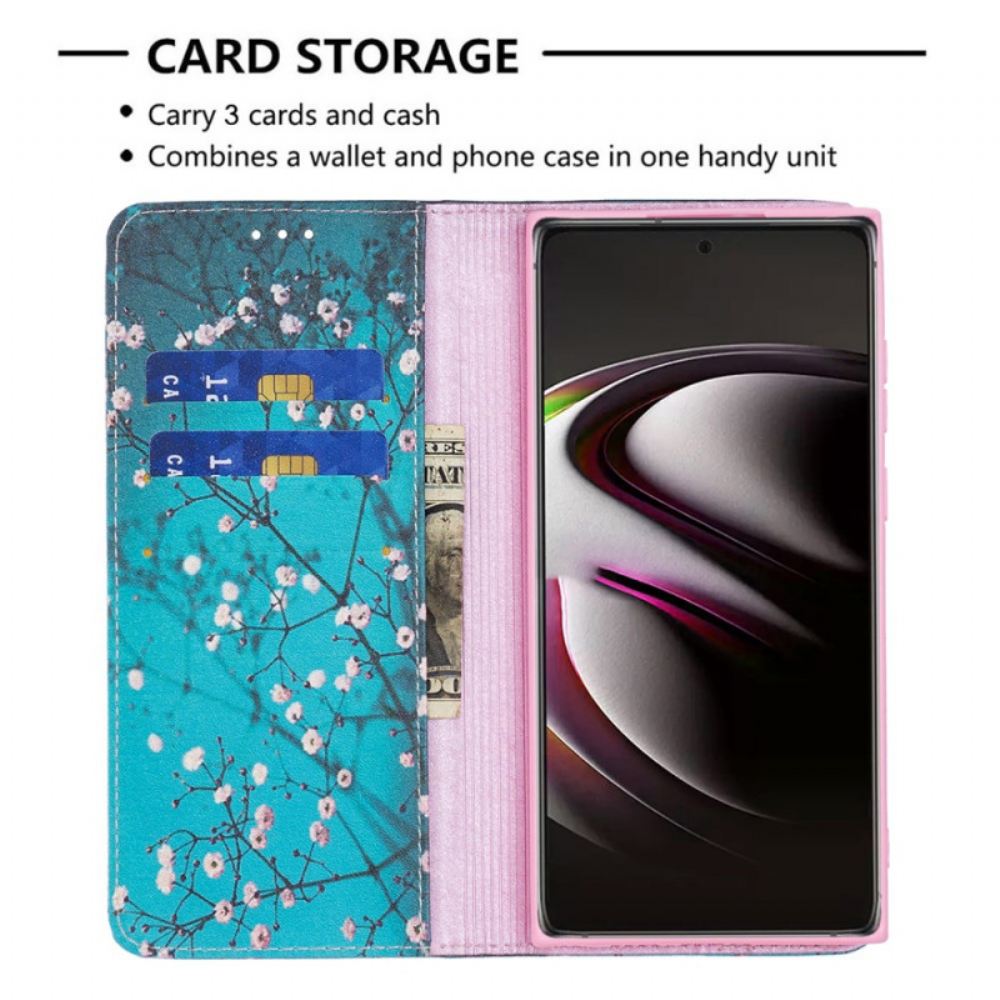 Flipové Pouzdro Na Samsung Galaxy S22 Ultra 5G Kvetoucí Strom