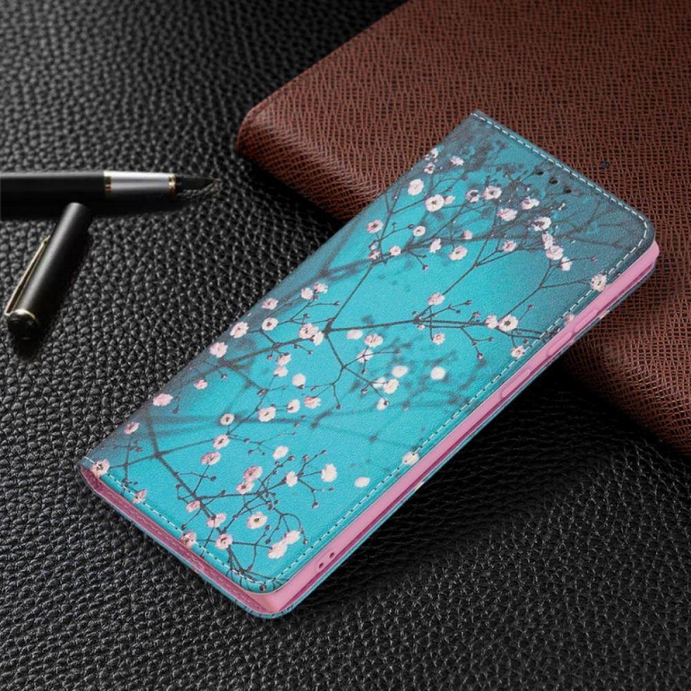 Flipové Pouzdro Na Samsung Galaxy S22 Ultra 5G Kvetoucí Strom