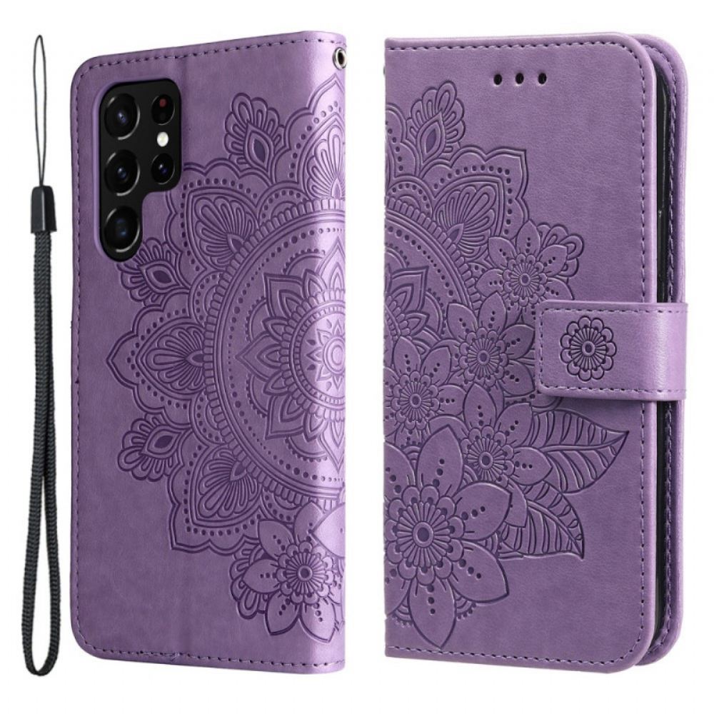 Flipové Pouzdro Na Samsung Galaxy S22 Ultra 5G Květinová Mandala