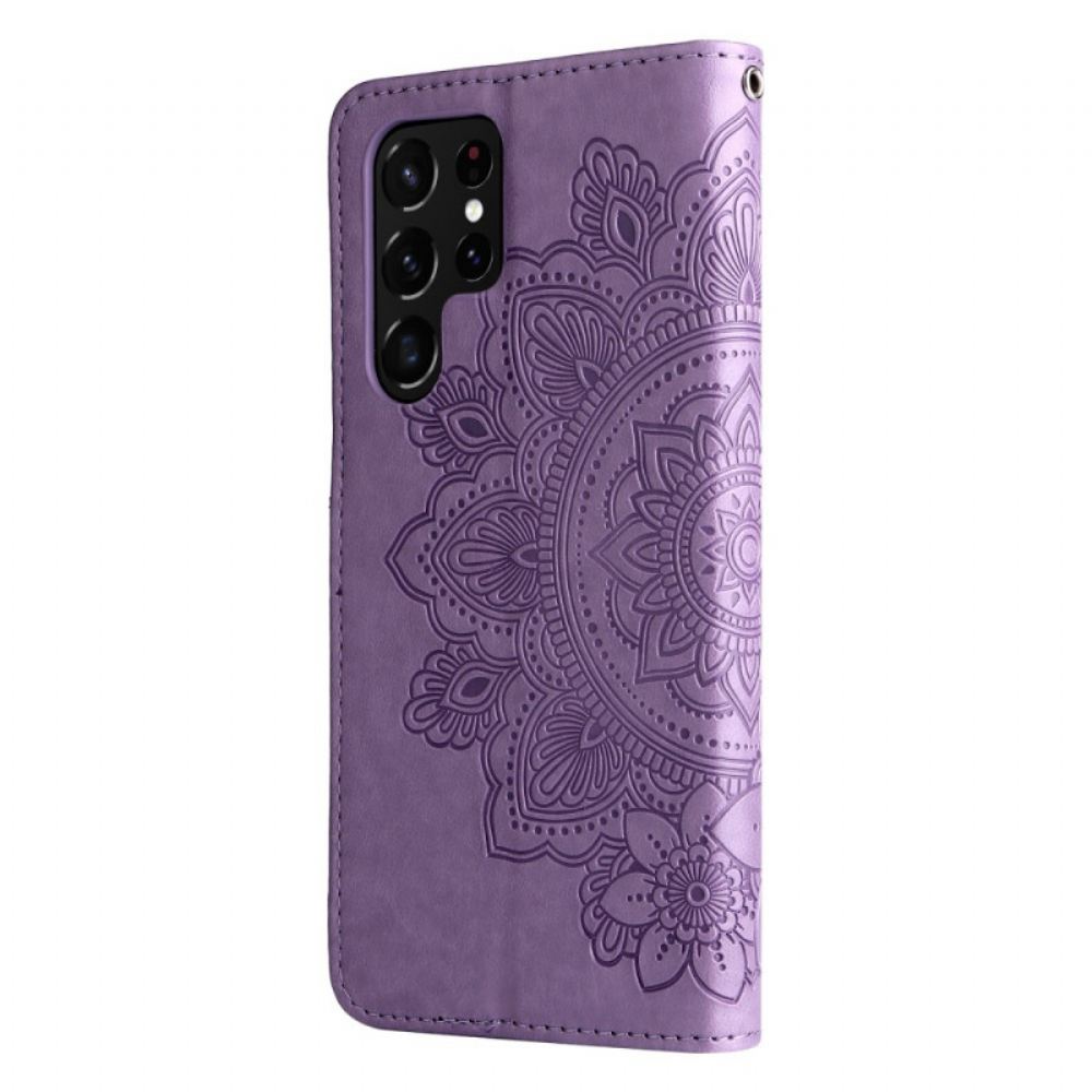 Flipové Pouzdro Na Samsung Galaxy S22 Ultra 5G Květinová Mandala