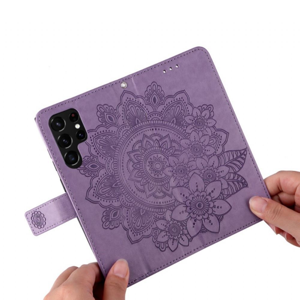 Flipové Pouzdro Na Samsung Galaxy S22 Ultra 5G Květinová Mandala
