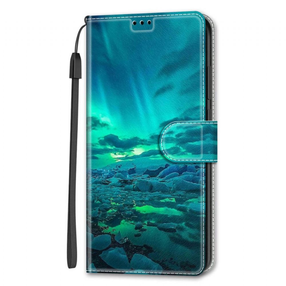 Flipové Pouzdro Na Samsung Galaxy S22 Ultra 5G Na Lana Krajina S Lankem
