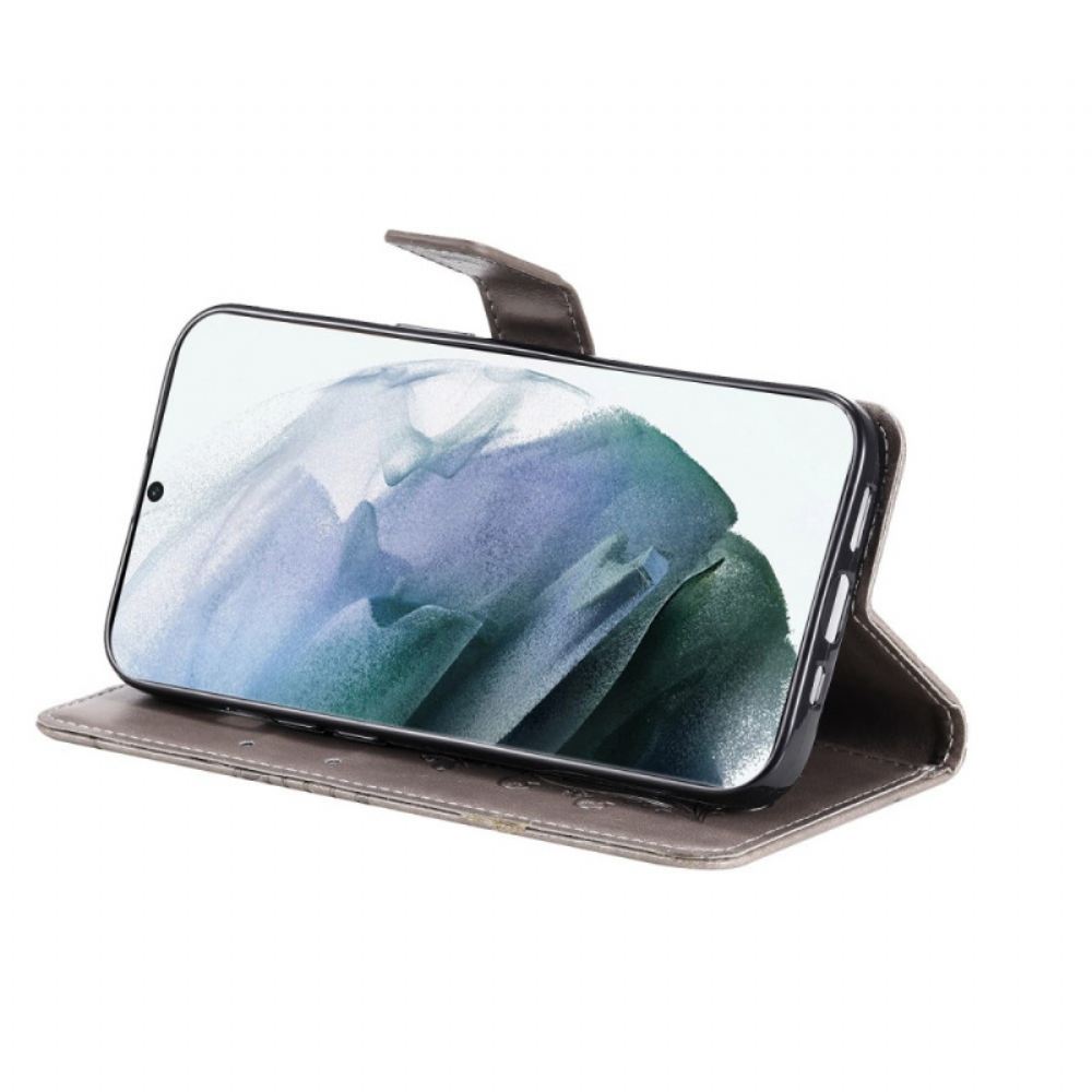 Flipové Pouzdro Na Samsung Galaxy S22 Ultra 5G Na Lana Obří Motýli