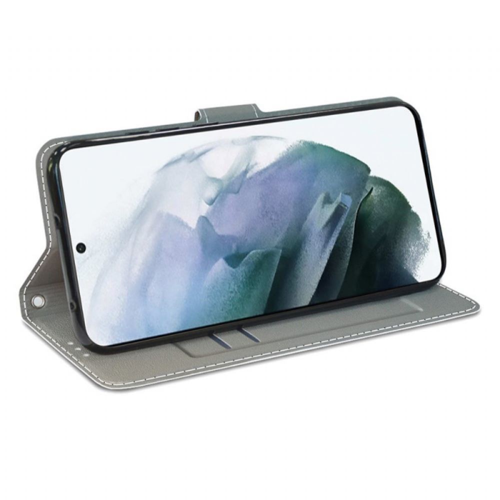 Flipové Pouzdro Na Samsung Galaxy S22 Ultra 5G Mramorová Elegance S Popruhem