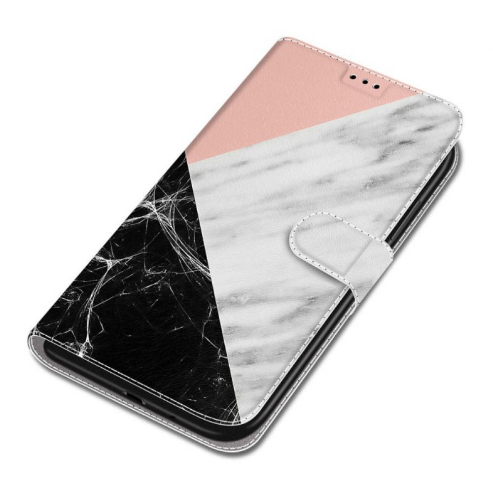 Flipové Pouzdro Na Samsung Galaxy S22 Ultra 5G Mramorová Elegance S Popruhem