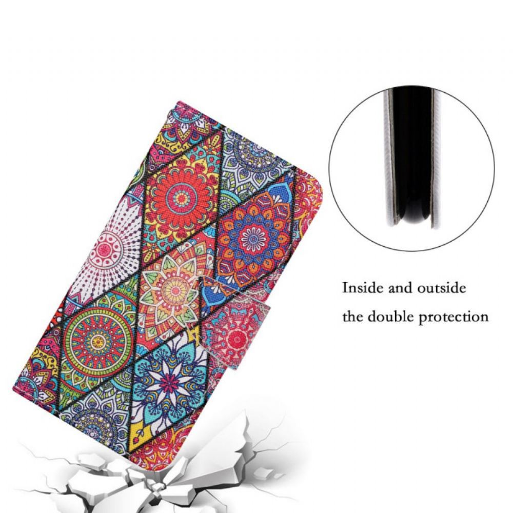 Flipové Pouzdro Na Samsung Galaxy S22 Ultra 5G Patchwork S Popruhem