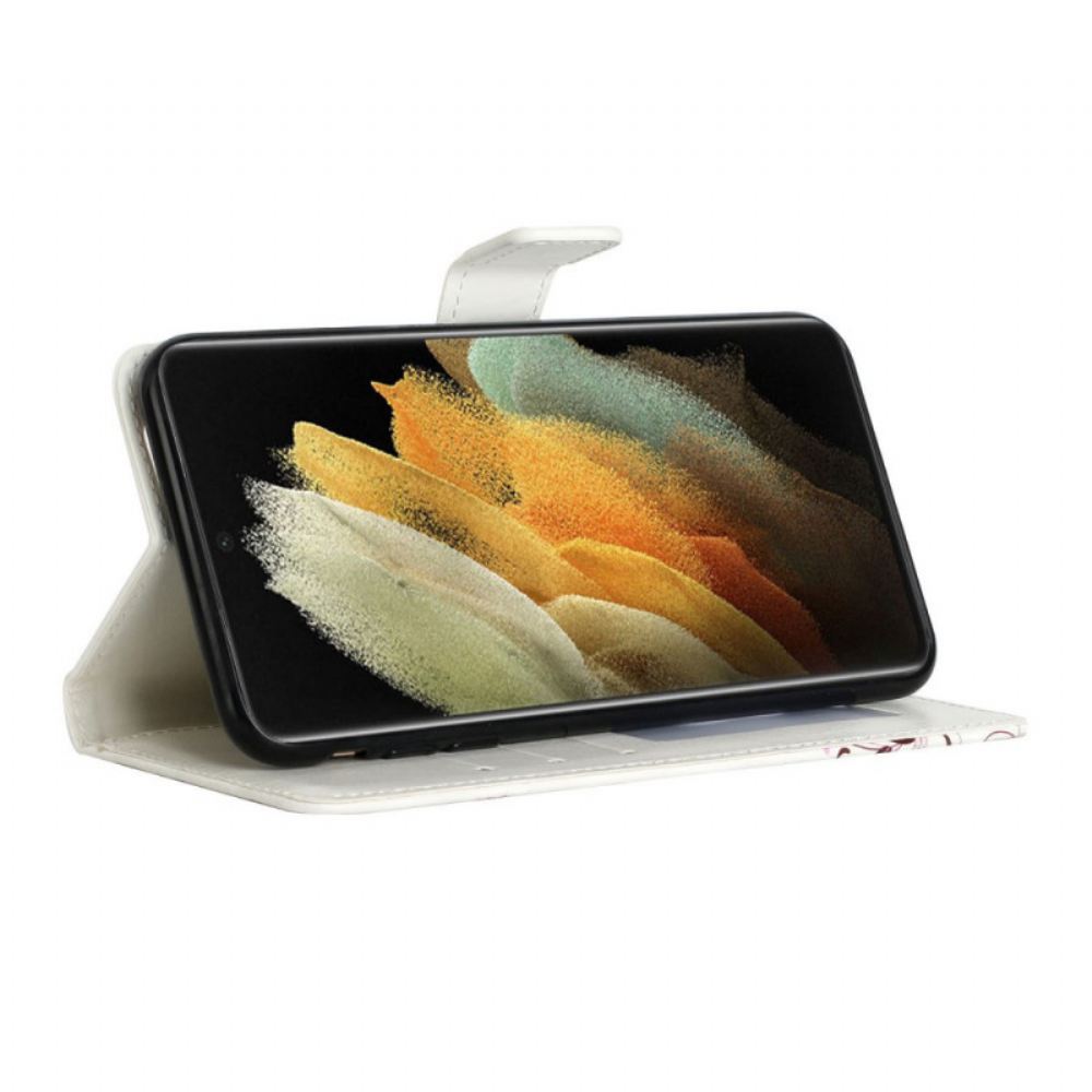 Flipové Pouzdro Na Samsung Galaxy S22 Ultra 5G Peří Život A Láska