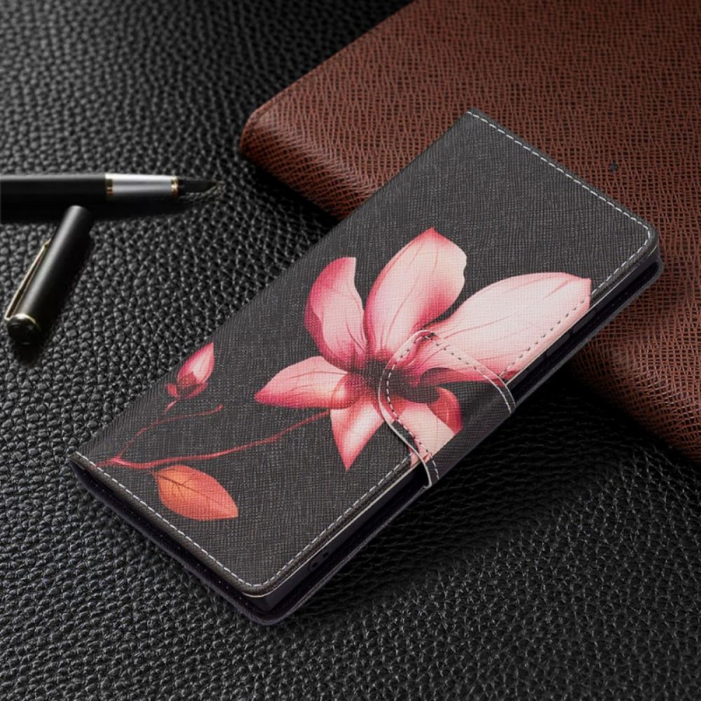 Flipové Pouzdro Na Samsung Galaxy S22 Ultra 5G Růžový Květ