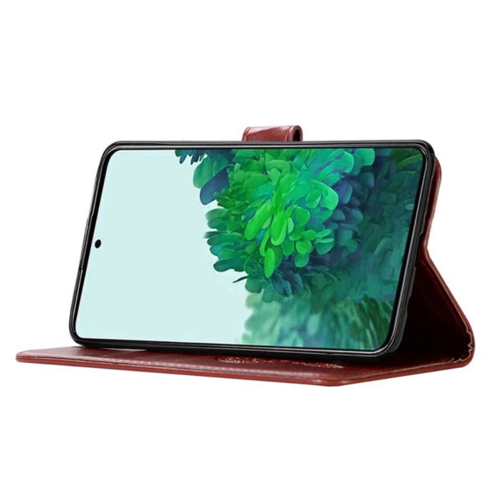 Flipové Pouzdro Na Samsung Galaxy S22 Ultra 5G Sova Lapač Snů S Koženým Efektem