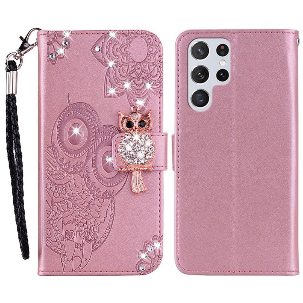 Flipové Pouzdro Na Samsung Galaxy S22 Ultra 5G Sova Mandala A Kouzlo