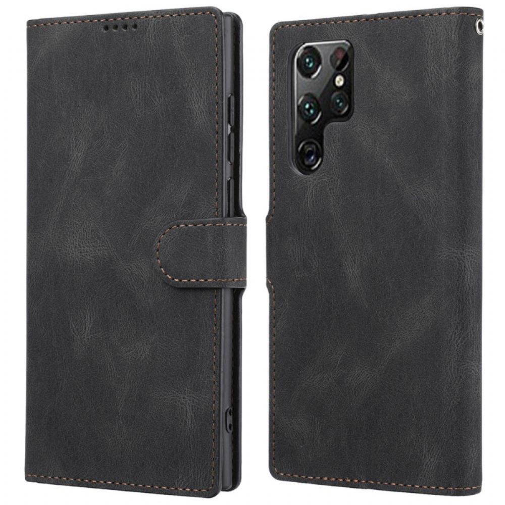 Flipové Pouzdro Na Samsung Galaxy S22 Ultra 5G Vintage Couture Z Umělé Kůže