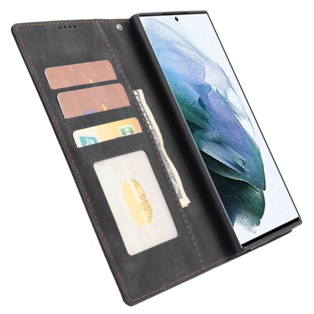 Flipové Pouzdro Na Samsung Galaxy S22 Ultra 5G Vintage Couture Z Umělé Kůže