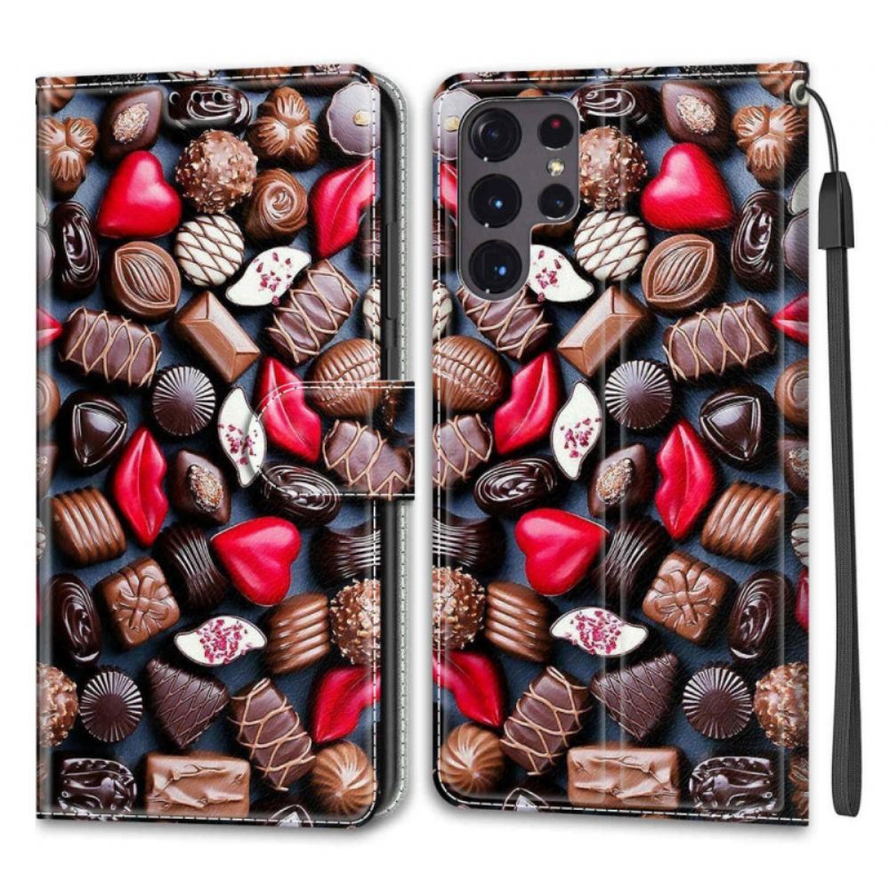 Flipové Pouzdro Na Samsung Galaxy S22 Ultra 5G Čokolády