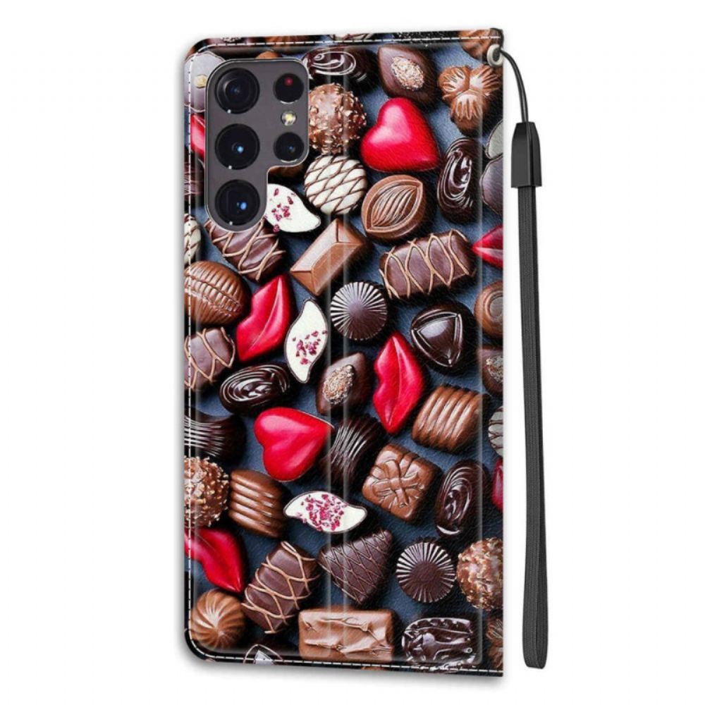Flipové Pouzdro Na Samsung Galaxy S22 Ultra 5G Čokolády
